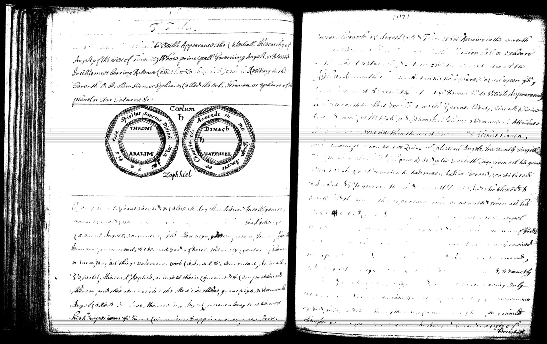 Janua Magica Reserata — lámina grabada · Zaphkiel and Saturne · dominio público