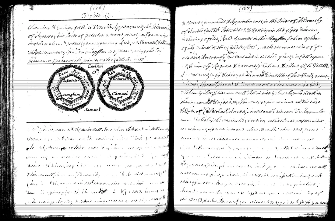 Janua Magica Reserata — lámina grabada · Potestates y Marte · dominio público