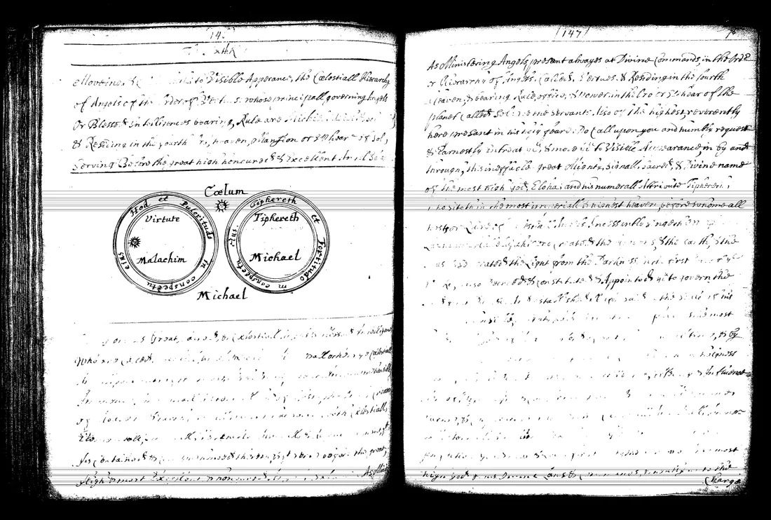 Janua Magica Reserata — lámina grabada · Virtues y Michael · dominio público