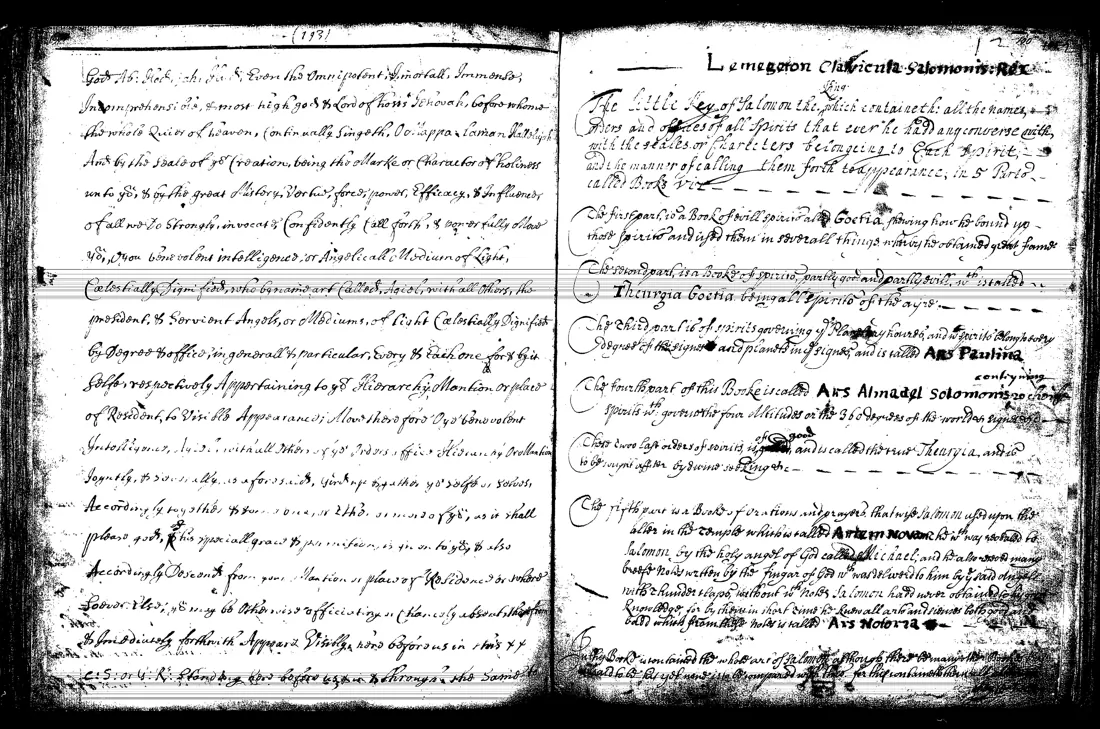 Janua Magica Reserata — lámina grabada · Lemegeton Clavicula Salomonis · dominio público