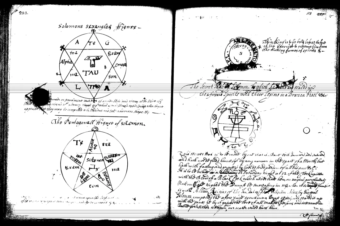 Janua Magica Reserata — lámina grabada · Seales and figures of Solomon · dominio público