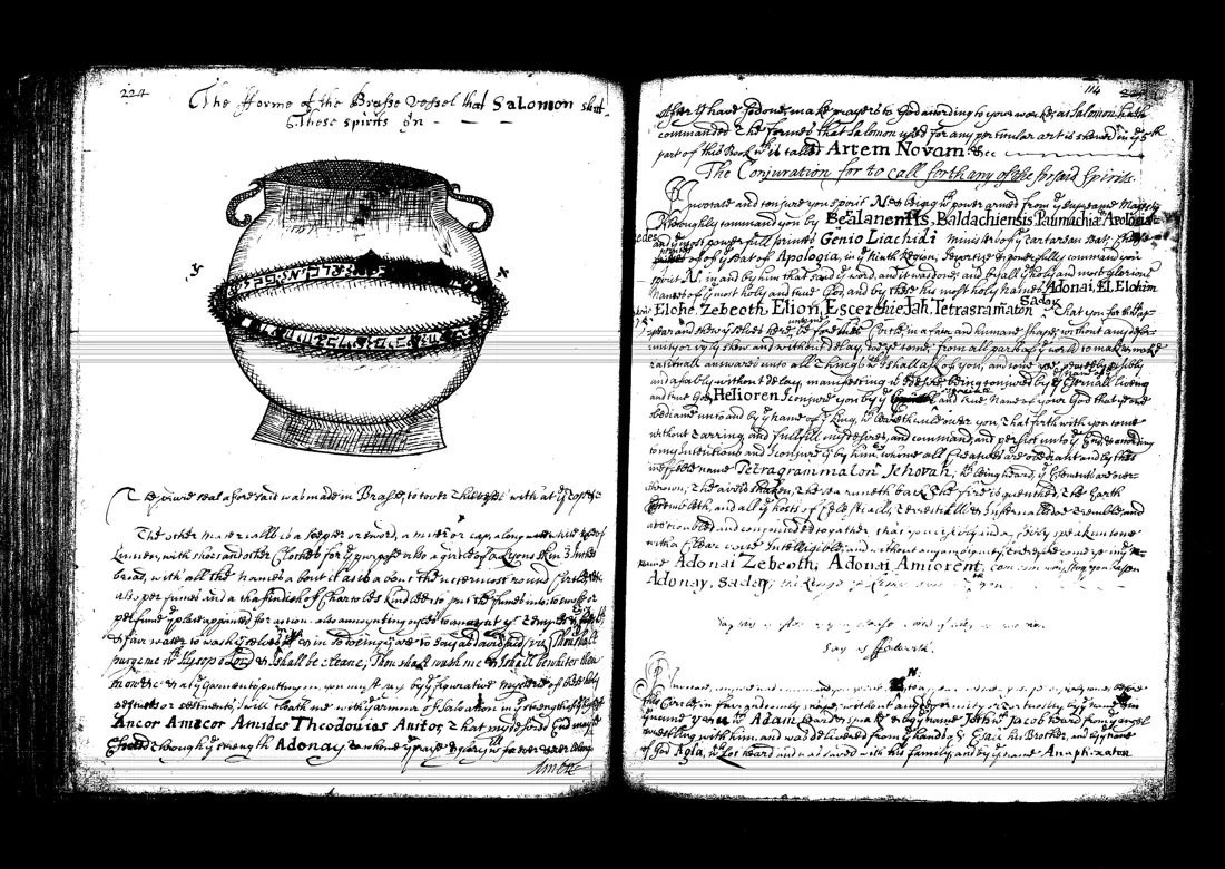 Janua Magica Reserata — lámina grabada · Brasse Vessell and Conjuration · dominio público
