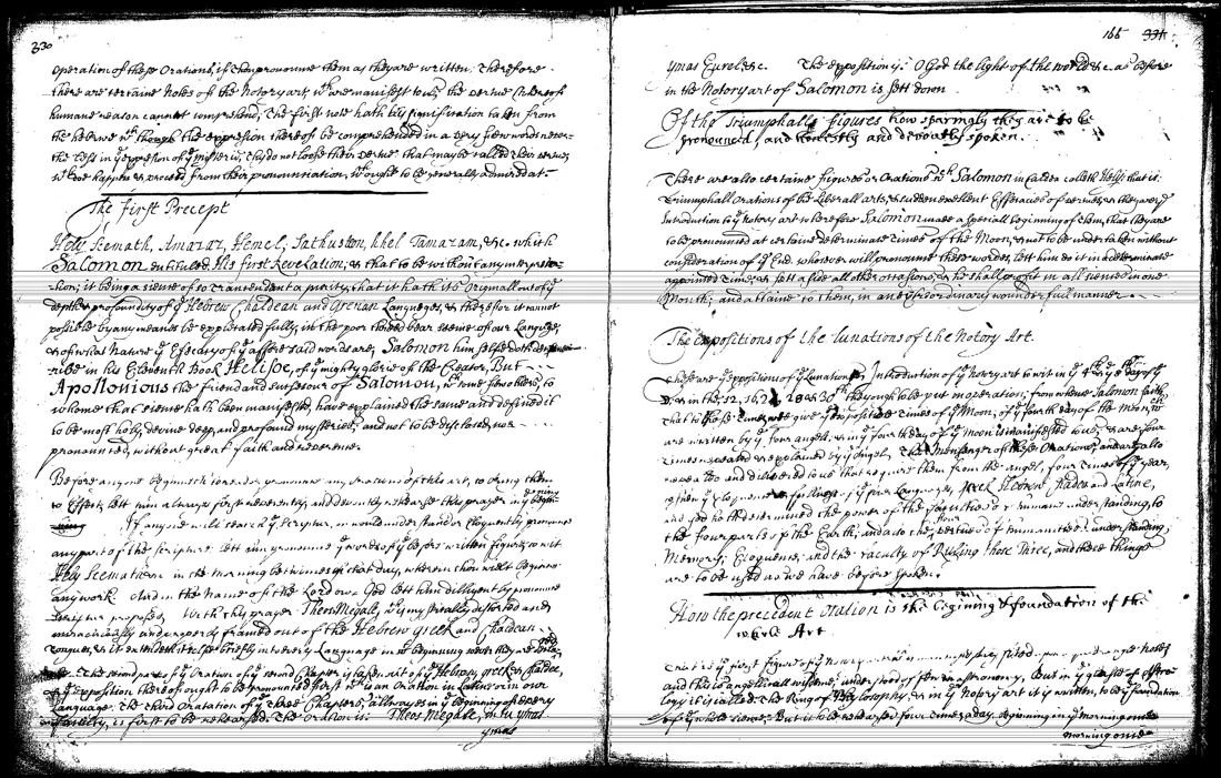 Ars Notoria — facsímil · El Primer Precepto y las lunaciones · dominio público