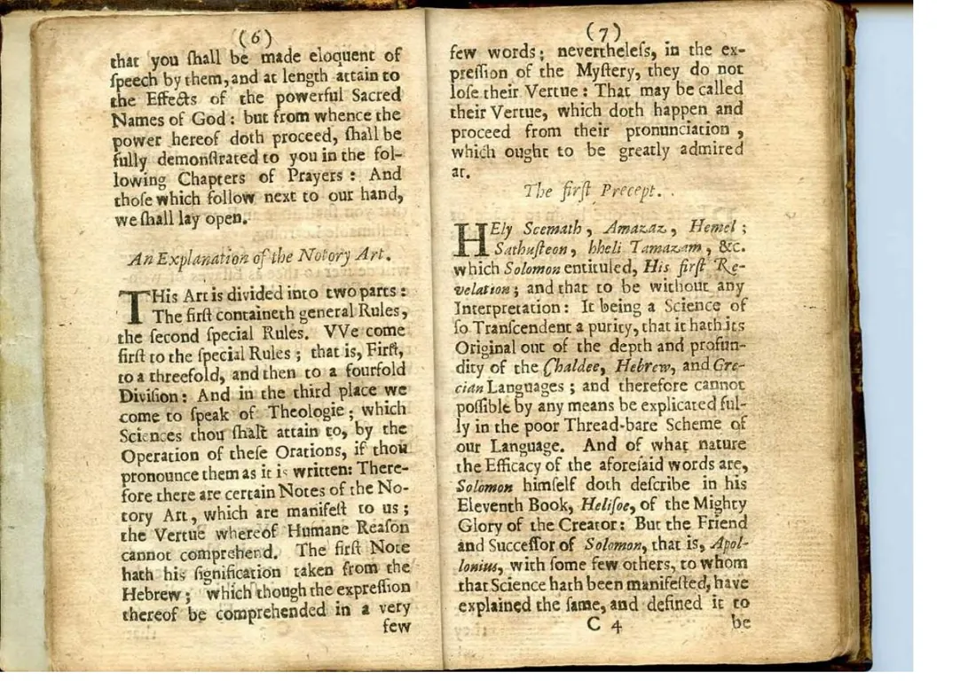 Ars Notoria (clásica) — facsímil · Una Explicación del Arte Notoria; el primer Precepto · dominio público