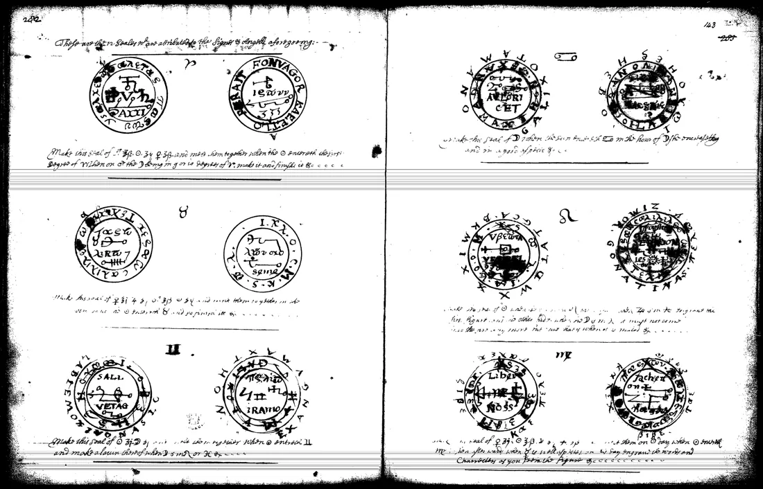 Ars Paulina — lámina grabada · Los 12 sellos de los Signos y sus Ángeles · dominio público