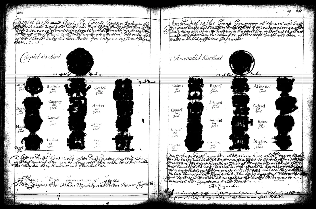Ars Theurgia-Goetia — lámina grabada · Caspiel & Amenadiel · dominio público