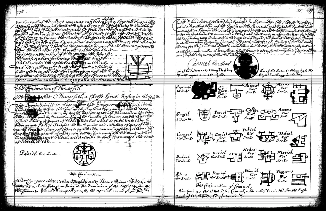 Ars Theurgia-Goetia — lámina grabada · Pamersiel / Padiel / Camuel · dominio público