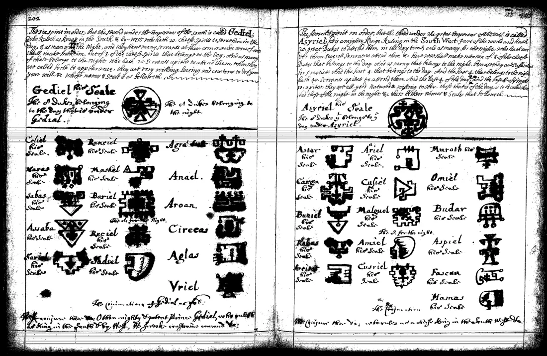 Ars Theurgia-Goetia — lámina grabada · Gediel & Asyriel · dominio público