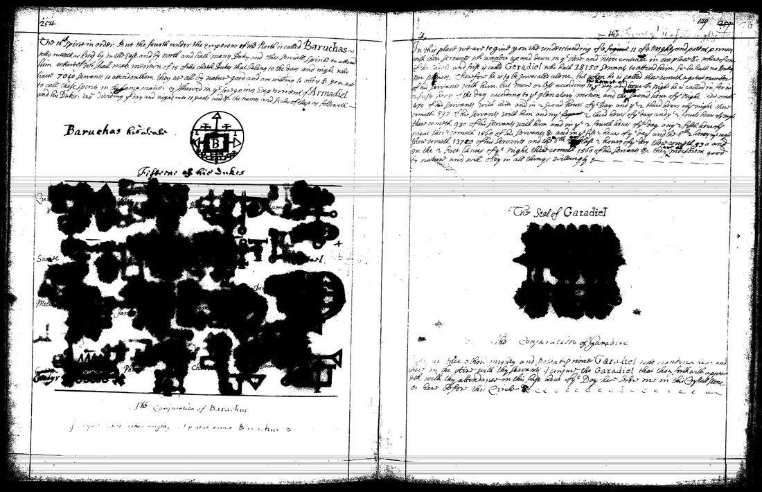 Ars Theurgia-Goetia — lámina grabada · Baruchas · Geradiel/Garadiel · dominio público