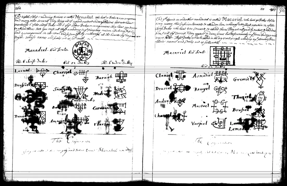 Ars Theurgia-Goetia — lámina grabada · Menadiel & Macariel · dominio público
