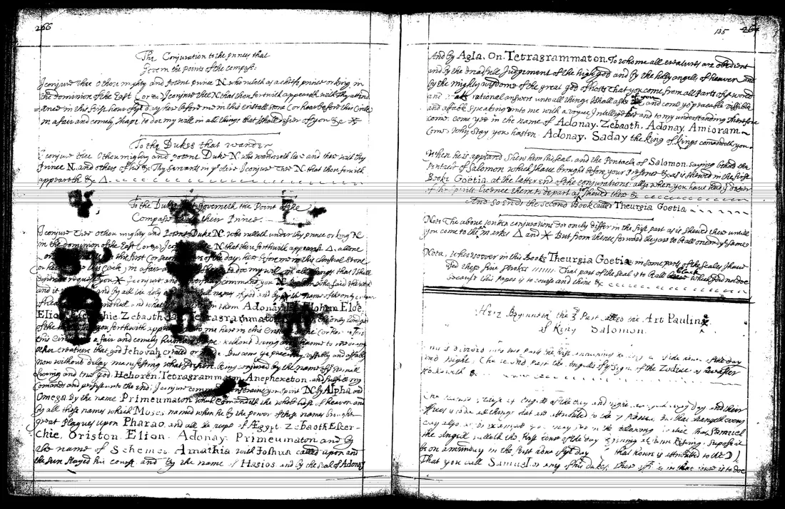 Ars Theurgia-Goetia — lámina grabada · Fin del Libro II · dominio público