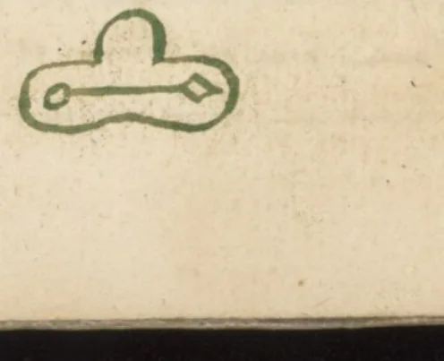 El mismo carácter de Morail, dibujado a mano en tinta roja y verde en «L'Art Magique» (Wellcome MS.983, ~1709) — el testigo francés más cercano al Grimorium Verum impreso. Dominio público.